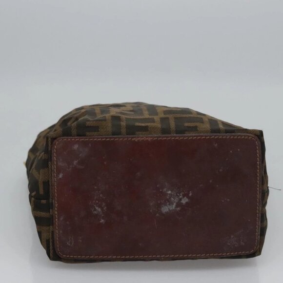 FENDI Zucca Canvas Hand Bag Brown Black Silver Auth EC490 - Picture 6 of 16